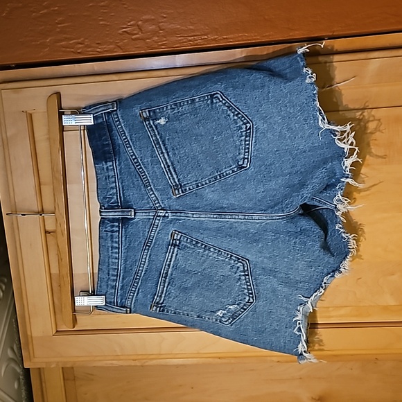 Abercrombie & Fitch The Dad Shorts High Rise Distressed Blue Cut Off Denim Jean - Picture 2 of 3